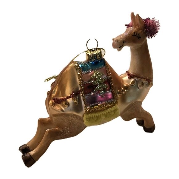 New Brown Colorful Glass Christmas Tree Decor Ornament Happy Camel - Picture 2 of 2